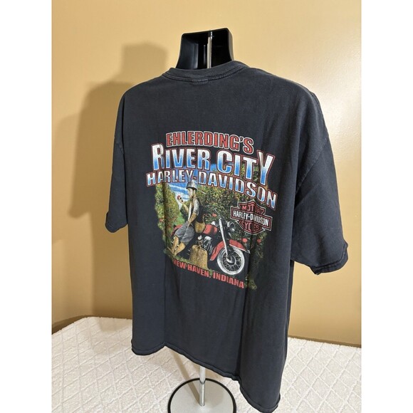 Harley Davidson Ehlerdings River City New Haven Indiana 2 Sided Tee Men’s XL - Picture 9 of 14